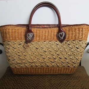 Brighton Woven Straw Fabric Lined Open Top Bag - Beautiful!